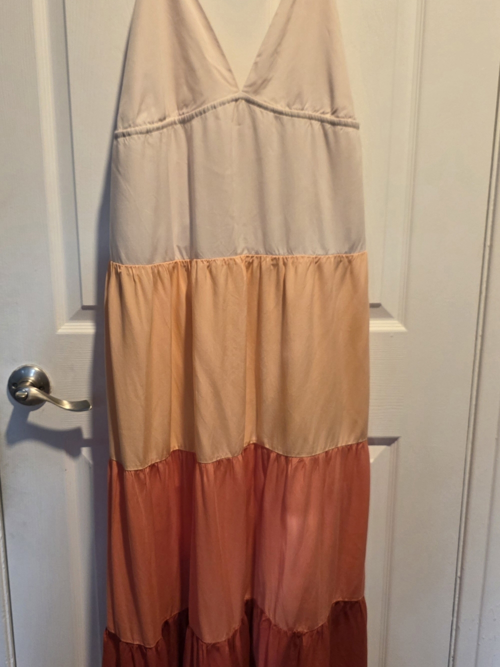Tiered Peach and Cream Maxi Dress